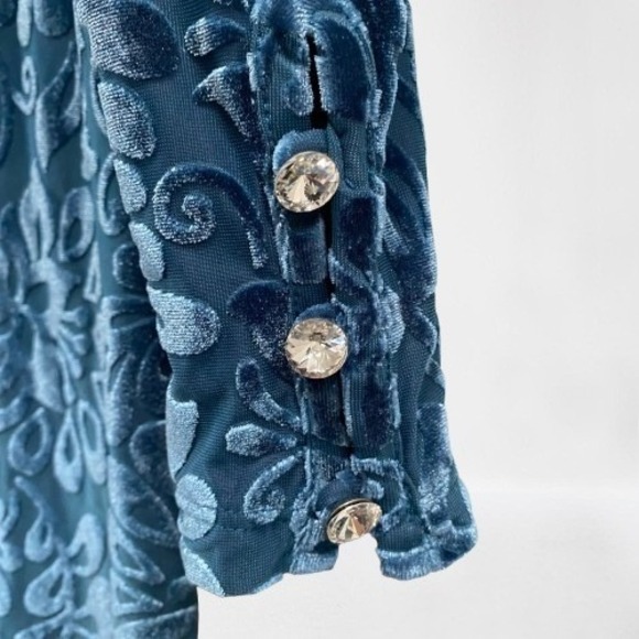 Soft Surroundings Walden Burnout Velvet Lined Tunic Teal Blue Large - Picture 5 of 6